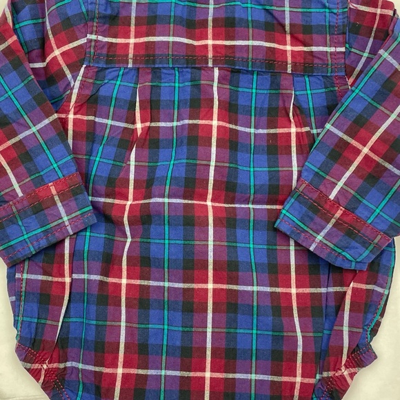 OshKosh B'gosh Boys Button-Front Plaid Bodysuit 6 Month Long Sleeve 100% Cotton - Picture 9 of 9